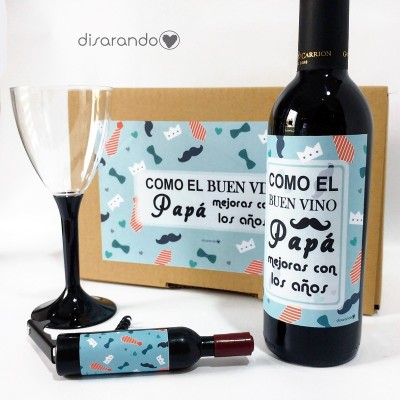 Kit Vino "Como el buen vino, papá mejoras con los años"
