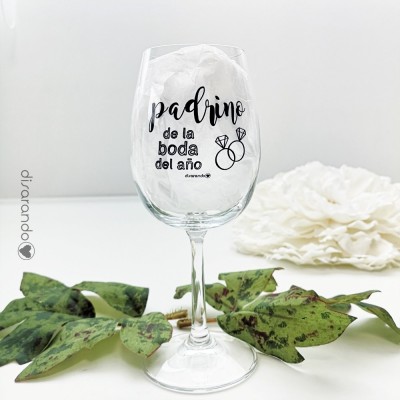 Copa Vino Mensaje "Padrino de la Boda del año"