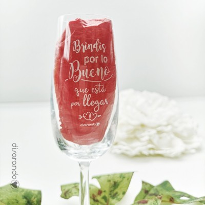 Copa Cava Mensaje "Brindis por lo bueno que está por llegar"