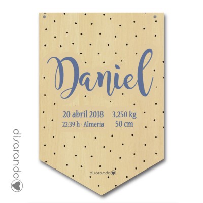 Banderín Madera Nacimiento "Dots" (varios colores)