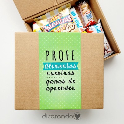 Caja dulce "Profe alimentas mis ganas de crecer" (Personalizable)