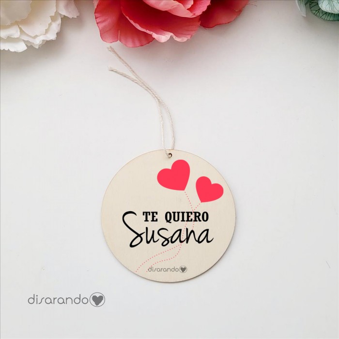 Etiqueta Madera Personalizable (Corazones)