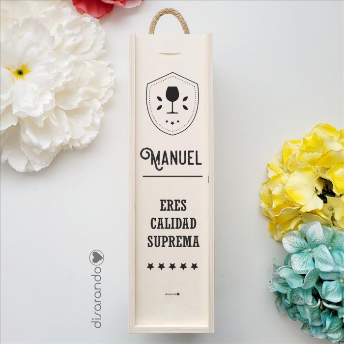 Caja Madera Vino Personalizable (Estrellas)