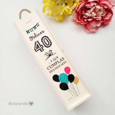 Caja Madera Vino Personalizable (Cumples)