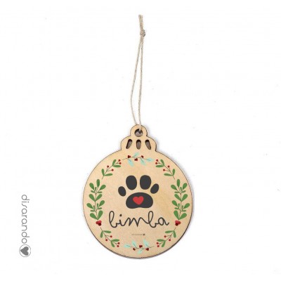 Bola Navidad Madera Mascota Personalizable