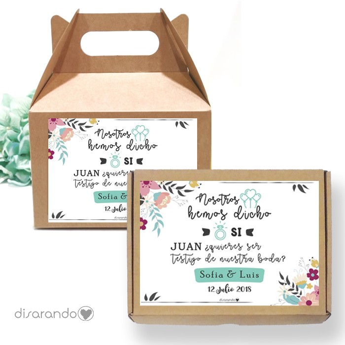 Caja personalizable Testigo Boda (3 tamaños)