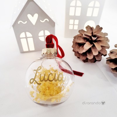 Bola Navidad Transparente Flores