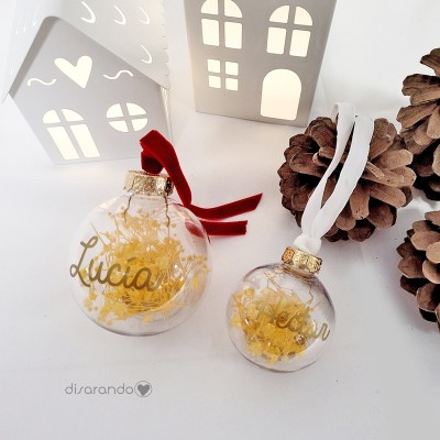 Bola Navidad Transparente Flores
