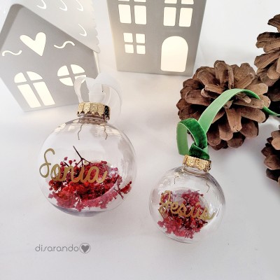 Bola Navidad Transparente Flores