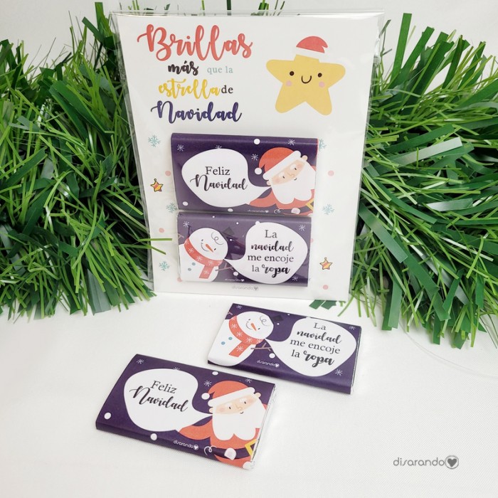 Tarjeta dulce "Brillas más que la estrella de Navidad"