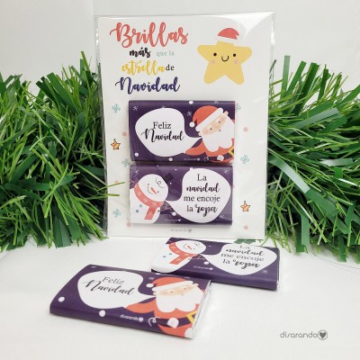 Tarjeta dulce "Brillas más que la estrella de Navidad"