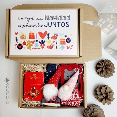 Cesta Navidad Gnomo Rosa