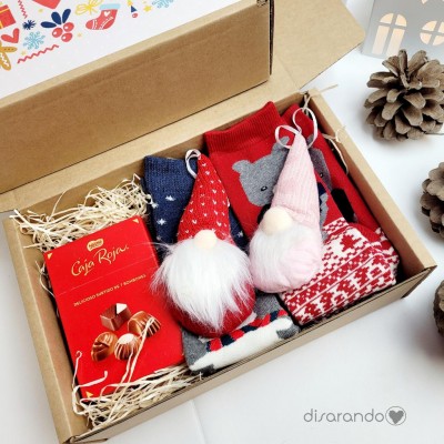 Cesta Navidad Gnomo Rosa