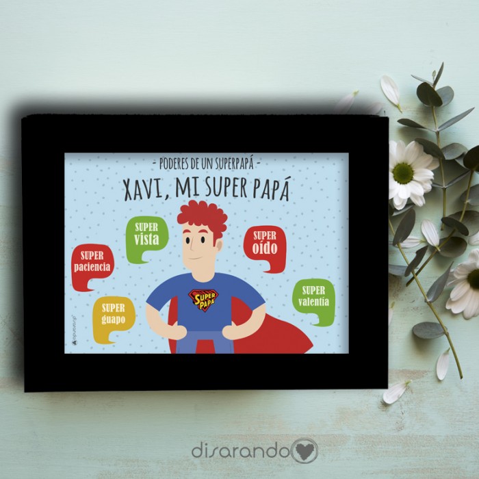Marco fotos + lámina "Súper papa" Personalizable