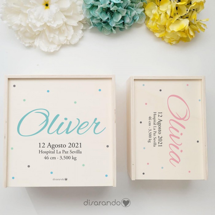 Caja Madera 17 Baby dots