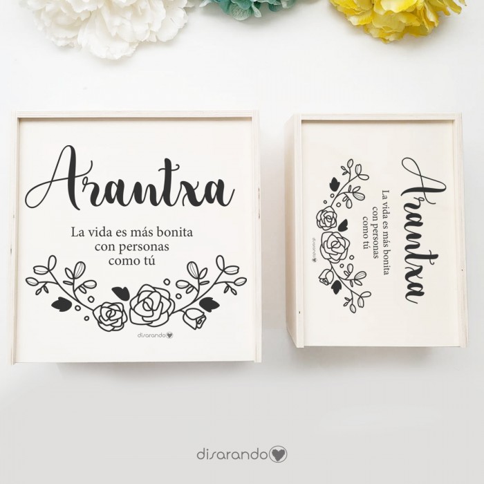 Caja Madera 25 Flowers Black