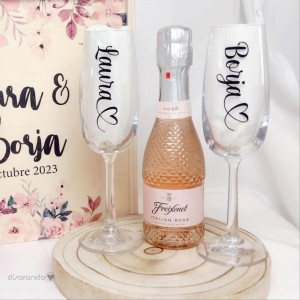Caja Madera Cava Doble Brindis (varios diseños)