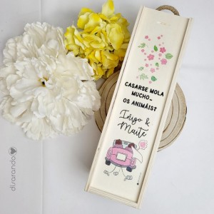 Caja Madera Vino Personalizable (Novios coche)