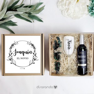 Kit vino "El Novio" (varios diseños, también madera)