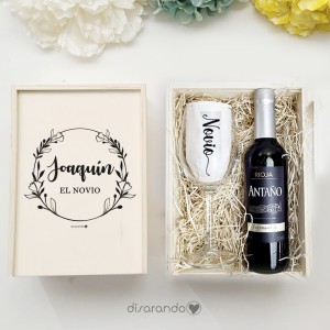 Kit vino "El Novio" (varios diseños, también madera)