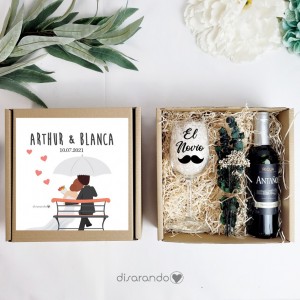 Kit vino "El Novio" (varios diseños, también madera)