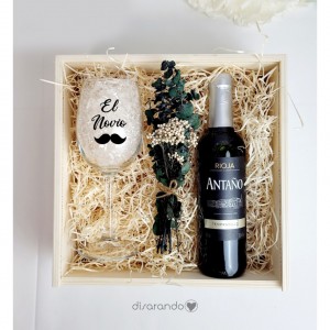 Kit vino "El Novio" (varios diseños, también madera)