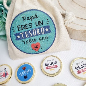 Bolsa monedas oro papá "Vales Oro"
