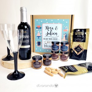 Kit vino "Los Novios" (Varios diseños de caja)