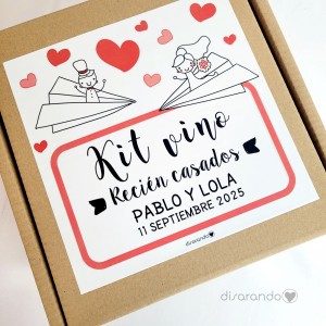 Kit vino "Los Novios" (Varios diseños de caja)