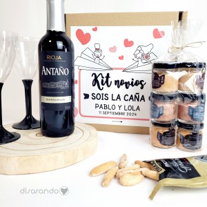 Kit vino "Los Novios" (Varios diseños de caja)