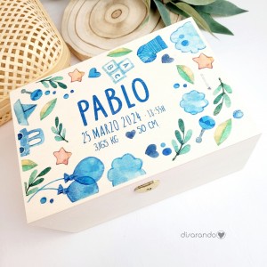Caja Madera Natalicio "04 Flores"