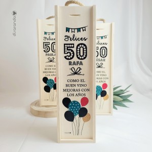 Caja Madera Vino Personalizable (Cumples)