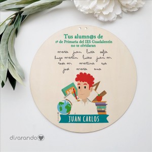 Placa madera maestro personalizable