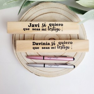 Bolígrafo Testigo Caja Madera "Individual"
