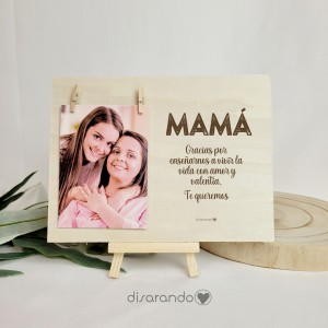 Marco madera pinzas Mamá
