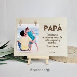 Marco madera pinzas Papá