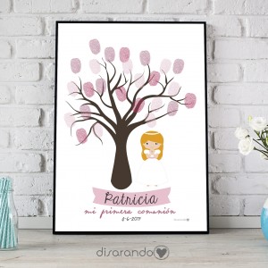 Lámina Huellas Comunión Arbol Niña