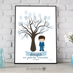 Lámina Huellas Comunión Arbol Niño