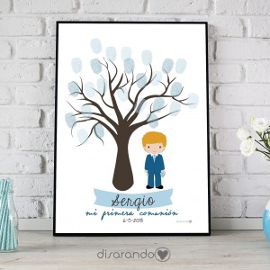Lámina Huellas Comunión Arbol Niño