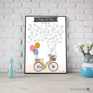 Lámina Huellas Boda Bicicleta