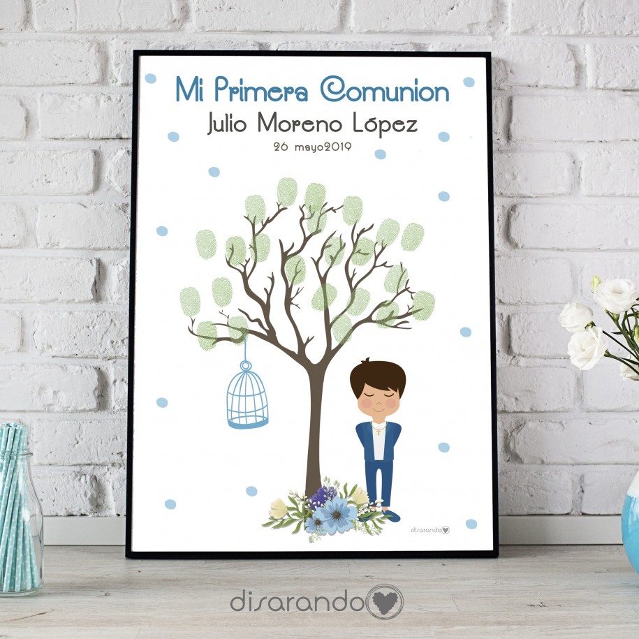 Lámina Huellas Comunión Arbol Jaula Niño