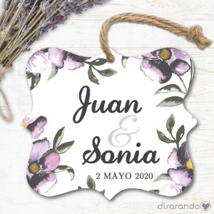 Etiqueta/Pegatina Boda Curt Flores (Todas las formas) Pack 10 ud