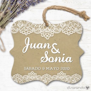 Etiqueta/Pegatina Boda Puntilla (Todas las formas) Pack 10 ud