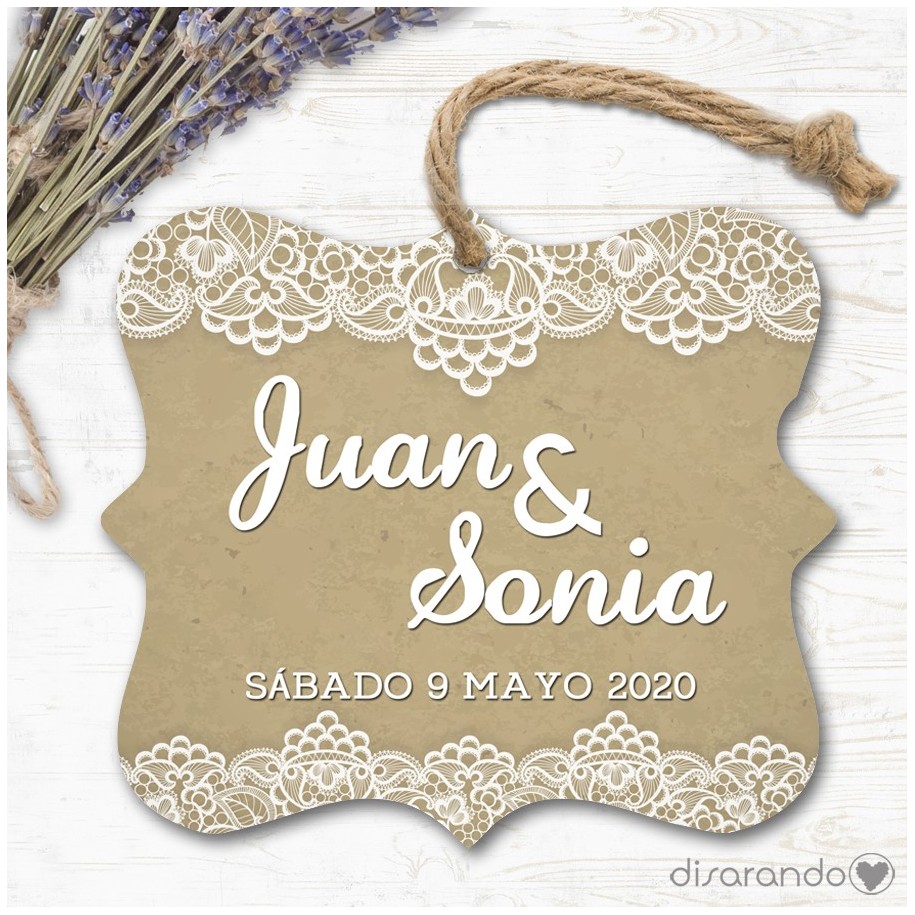 Etiqueta/Pegatina Boda Puntilla (Todas las formas) Pack 10 ud