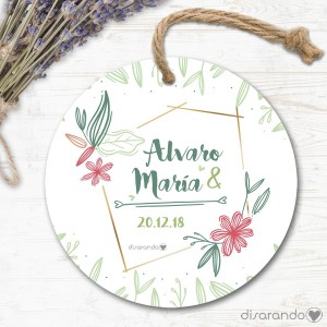 Etiqueta/Pegatina Boda Green (Todas las formas) Pack 10 ud