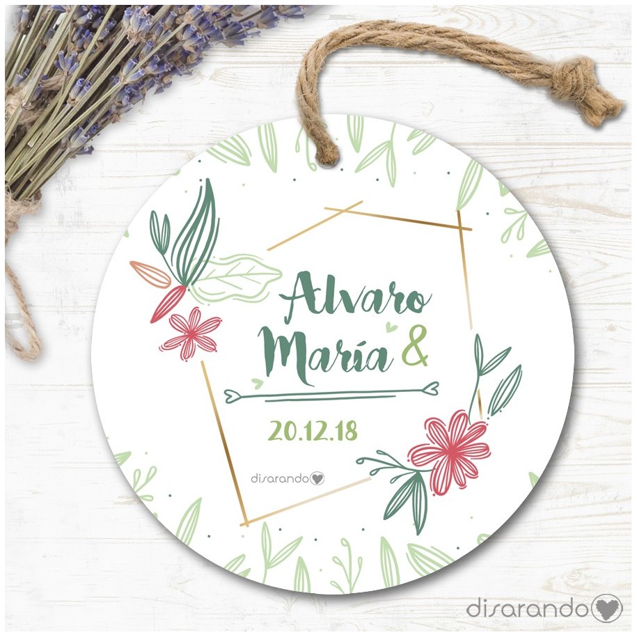 Etiqueta/Pegatina Boda Green (Todas las formas) Pack 10 ud