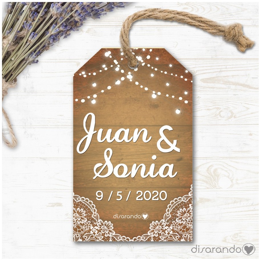 Etiqueta/Pegatina Boda Luces (Todas las formas) Pack 10 ud