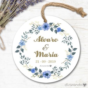 Etiqueta/Pegatina Boda Flores 01 (Todas las formas) Pack 10 ud