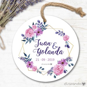 Etiqueta/Pegatina Boda Flores 03 (Todas las formas) Pack 10 ud
