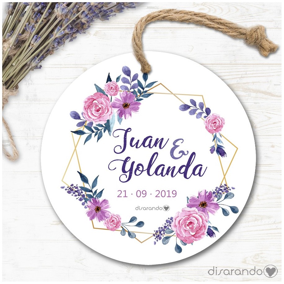 Etiqueta/Pegatina Boda Flores 03 (Todas las formas) Pack 10 ud